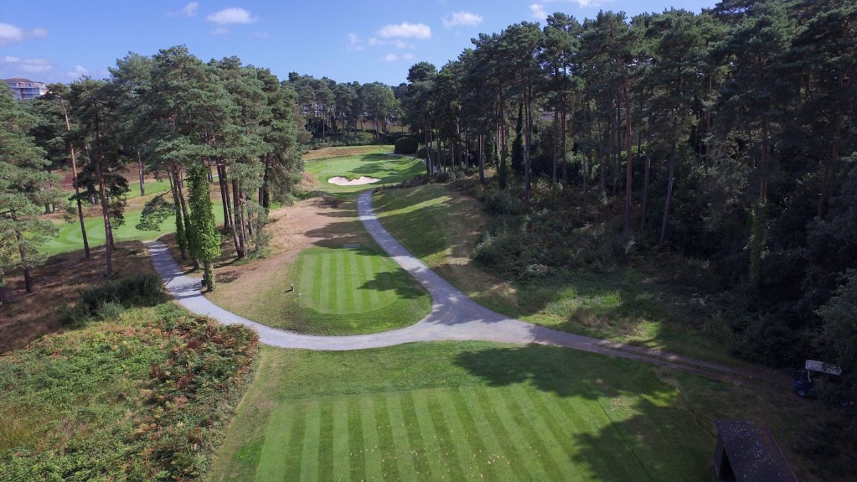 Down the fairway at Parkstone Golf Course, Poole, Dorset, England