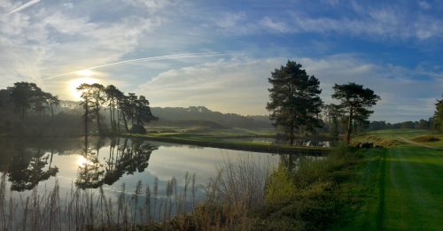 The third and sixth tees at Parkstone Golf Course, Poole, Dorset, England