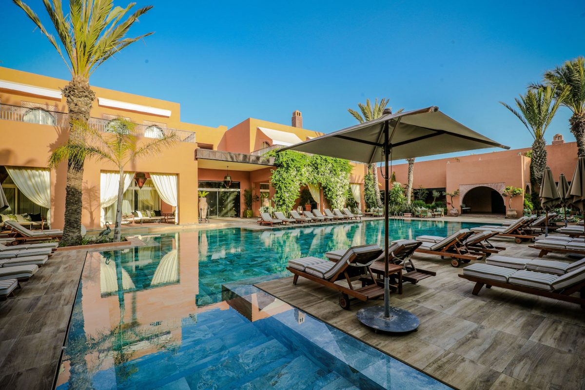 Sunshine by the pool at Tikida Golf Palace, Agadir, Morocco