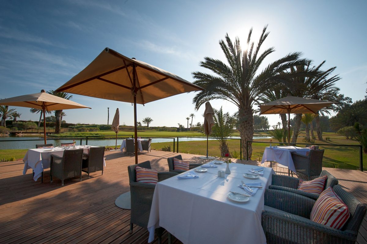 On the terrace at Tikida Golf Palace, Agadir, Morocco