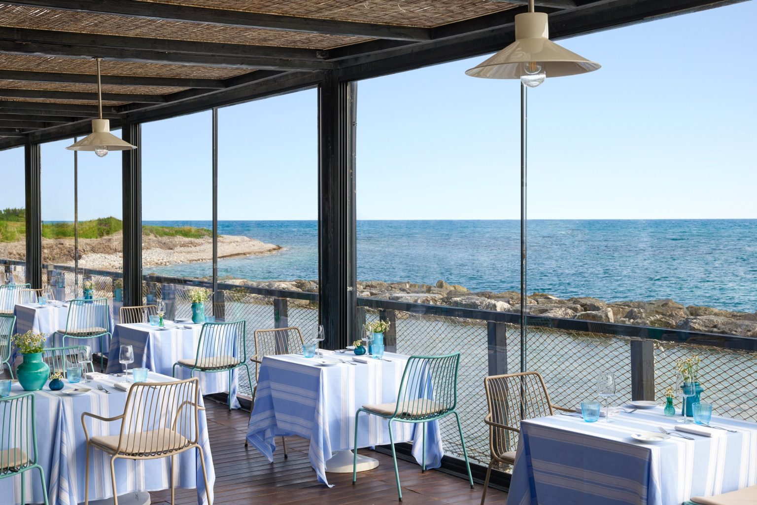 The Amare restaurant terrace at Verdura Resort, overlooking the Mediterranean