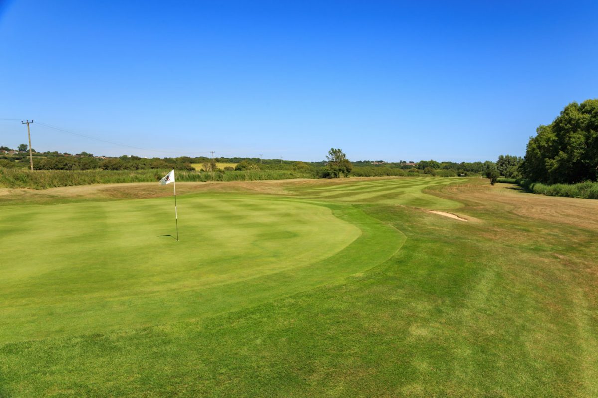 The sixth hole at Cooden Beach Golf Club, Bexhill-on-Sea, England