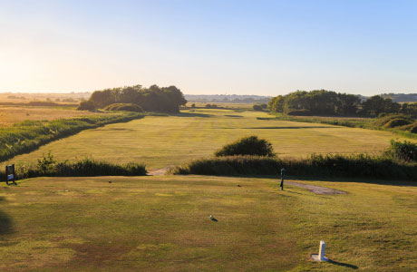 The fourth tee at Cooden Beach Golf Club, Bexhill-on-Sea, England