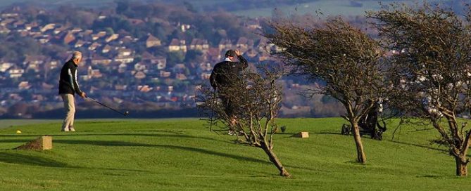 The fourth hole at Dyke Golf Club, Brighton, England