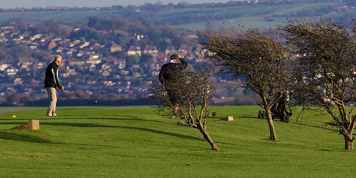 The fourth hole at Dyke Golf Club, Brighton, England