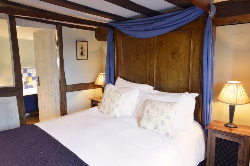 The Bluebell bedroom at The Griffin Inn, Fletching, England