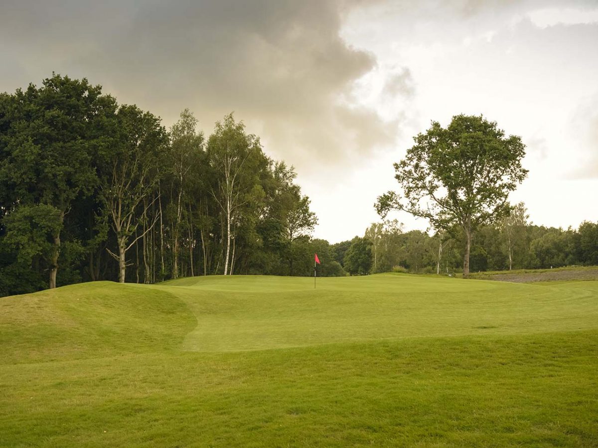 On the green at Piltdown Golf Club, Uckfield, England