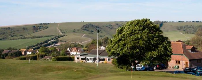 The clubhouse at Pyecombe Golf Club, Brighton, England