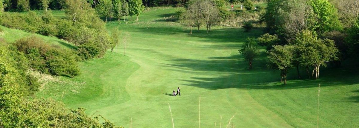 The ninth fairway at Pyecombe Golf Club, Brighton, England