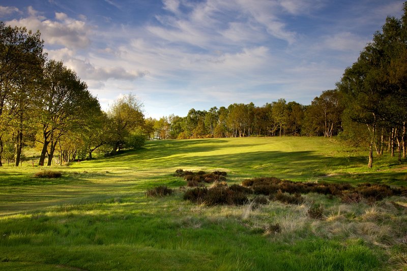 Tree-lined fairways at Alwoodley Golf Club, Leeds, England
