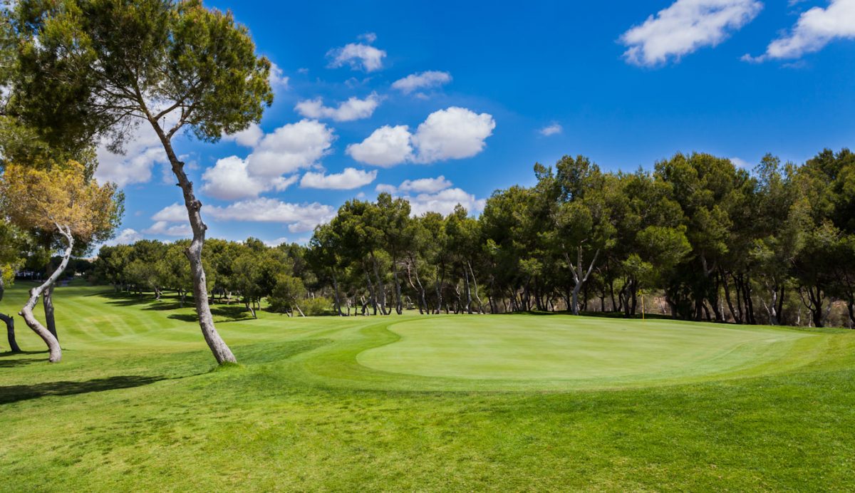 The 18th green at Las Ramblas Golf Course, Finca Resort, Alicante, Spain