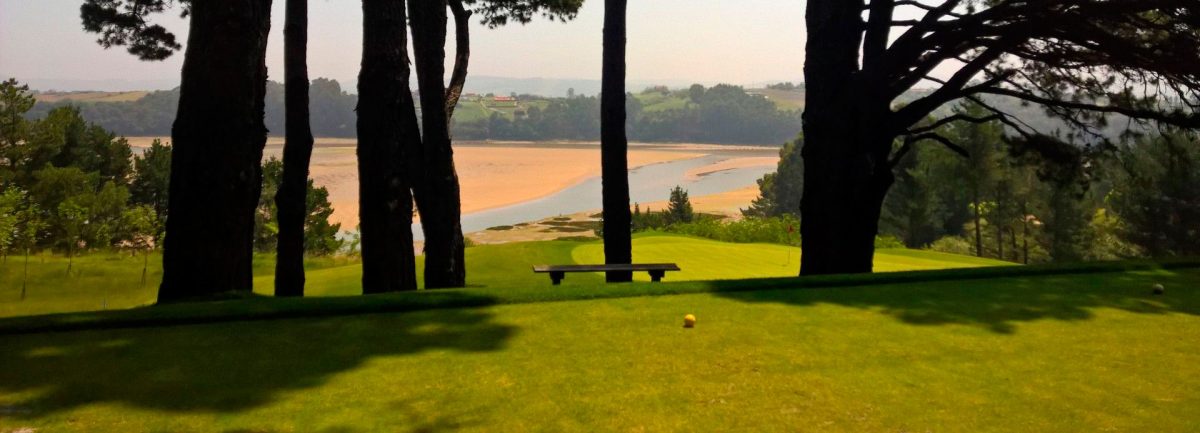 This is a bench with a view at Real Club de Pedrena, near Santander, Spain