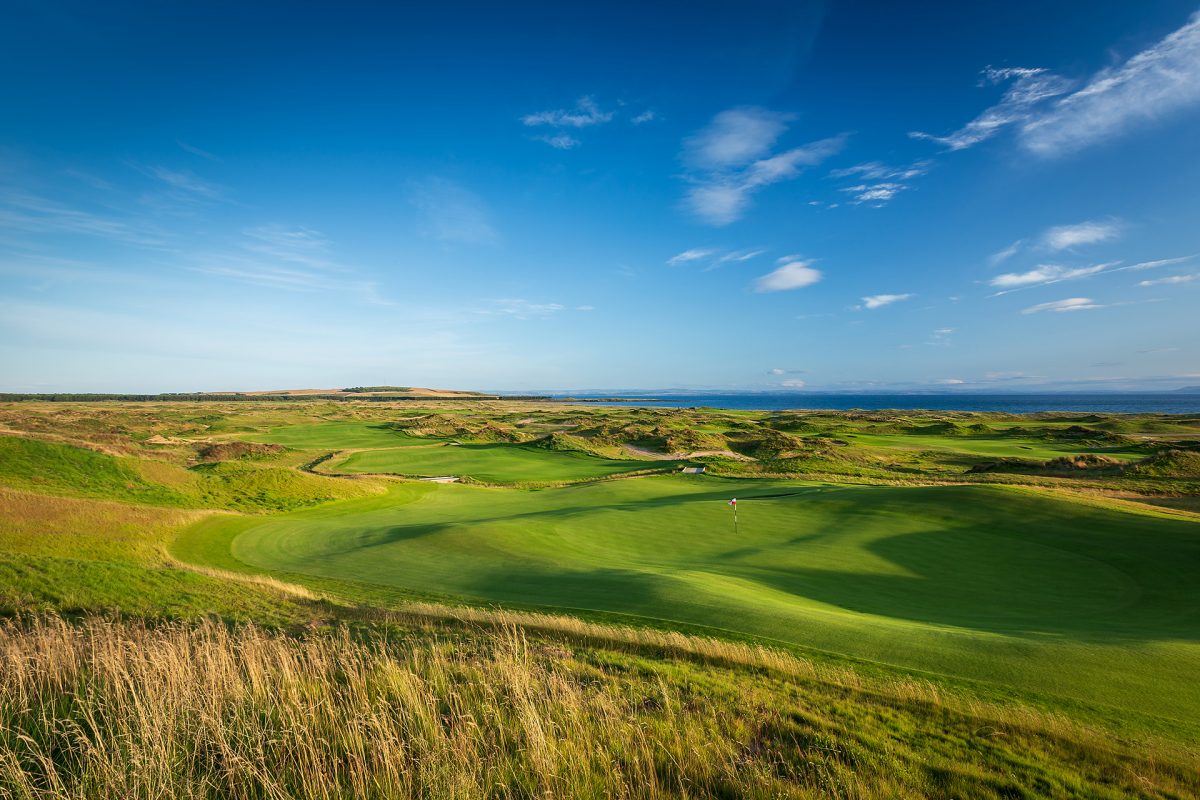 The challenging layout at Dumbarnie Links golf course, Fife, Scotland