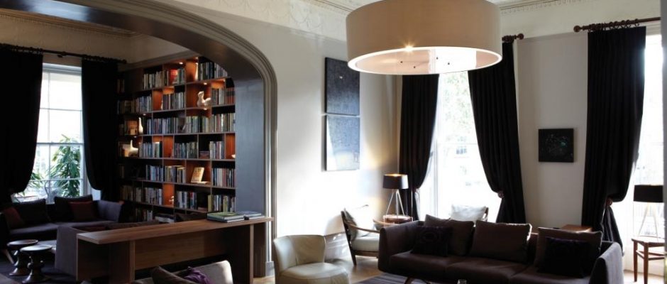 The attractive lounge at Malmaison Hotel, Cheltenham, England