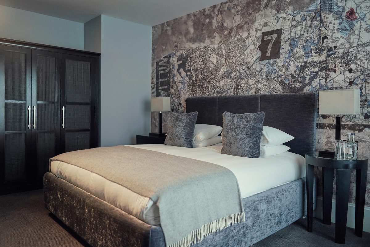 A double bedroom at Malmaison Hotel, Liverpool, England