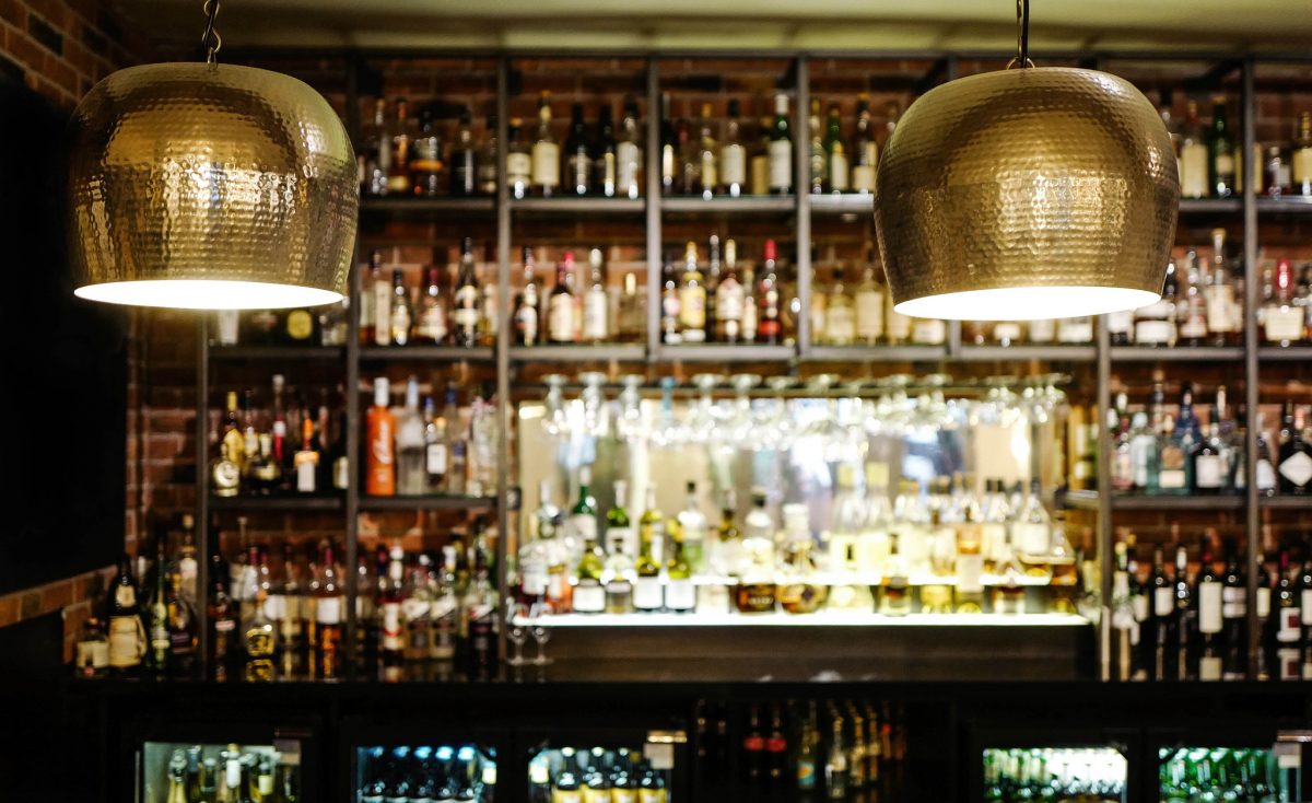 Well-stocked bar at Hotel du Vin and Bistro, Bristol, England