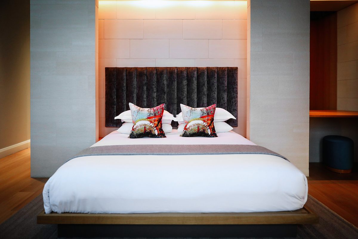 A double bedroom at the Malmaison Hotel, Cheltenham, England