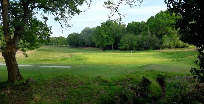 The seventh green at Brokenhurst Manor Golf Club, Poole, Dorset, England
