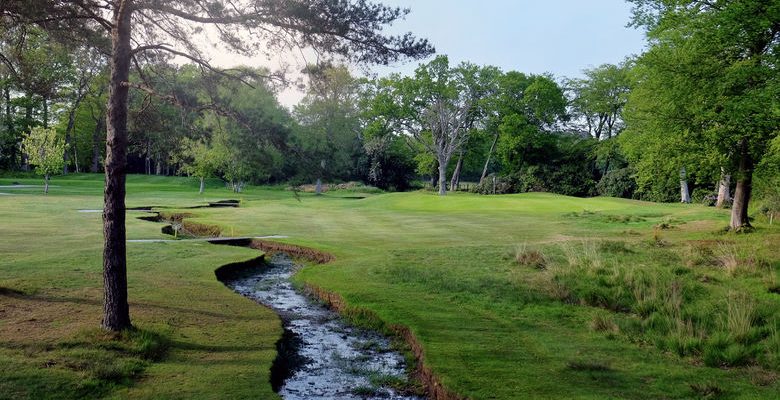 The eighth hole at Brokenhurst Manor Golf Club, Poole, Dorset, England