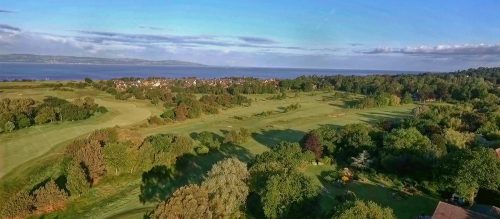 Aerial view of Caldy Golf Club, The Wirral, England
