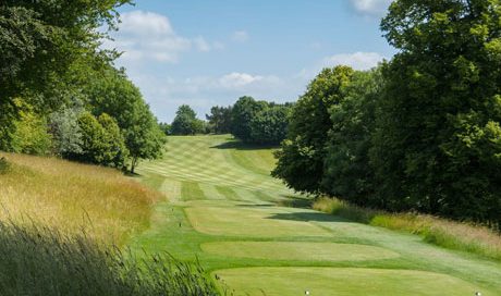The fairway stretches into the distance at Cotswold Hill Golf Club, Cheltenham, England