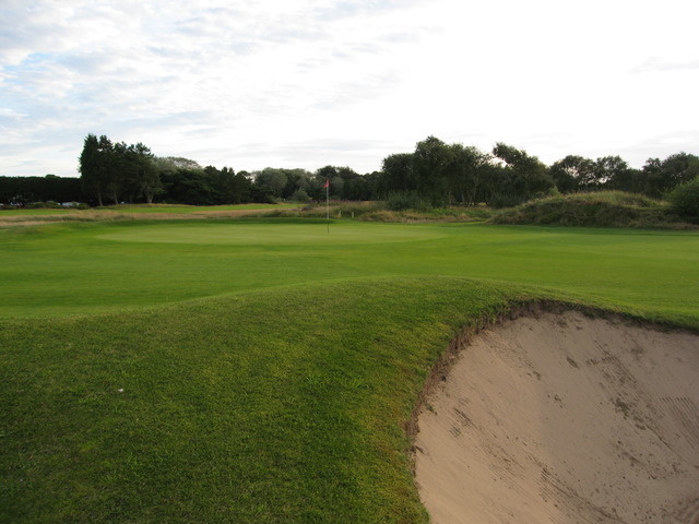 The 18th green at Formby Ladies Golf Club, England