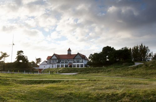 The clubhouse at Hesketh Golf Club, Southport, England