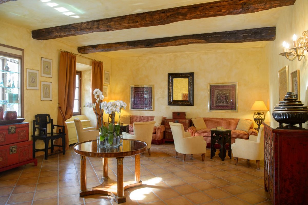 The lounge at La Bagnaia Golf and Spa Resort, Siena, Italy
