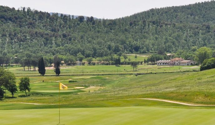 Tuscan hills form the background to the La Bagnaia Golf and Spa Resort, Siena, Italy