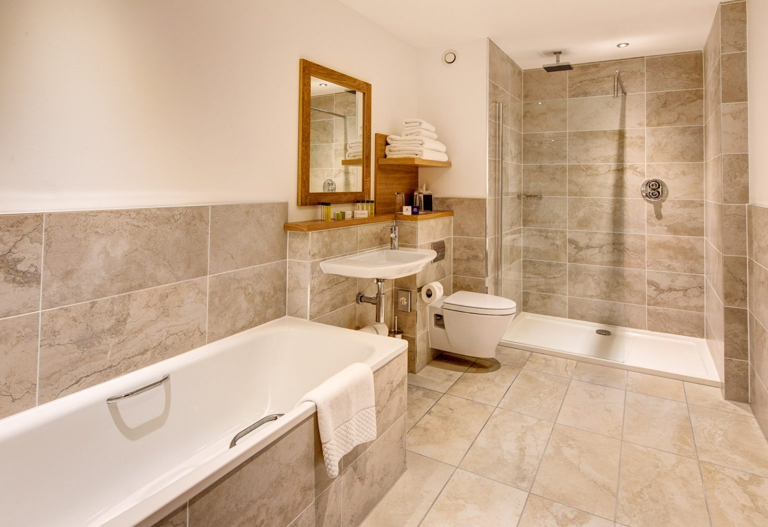 A luxury bathroom at Kingsmills Hotel, Inverness, Scotland