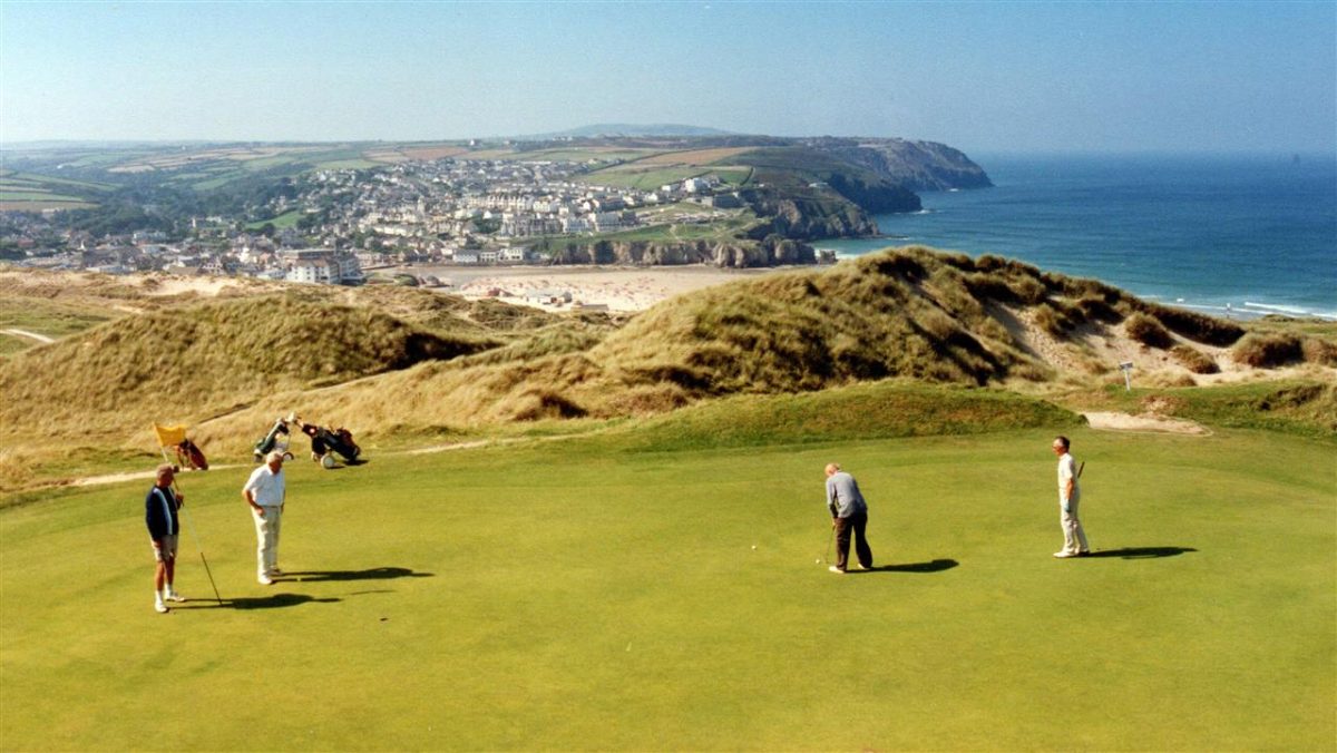 Superb views over the bay from Perranporth Golf Club, North Cornwall, England