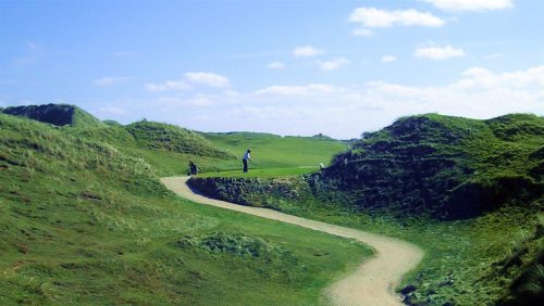 The rugged surroundings of Perranporth Golf Club, North Cornwall, England