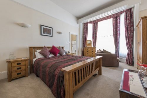 A double bedroom at The Red Lion, Cromer, Norfolk, England