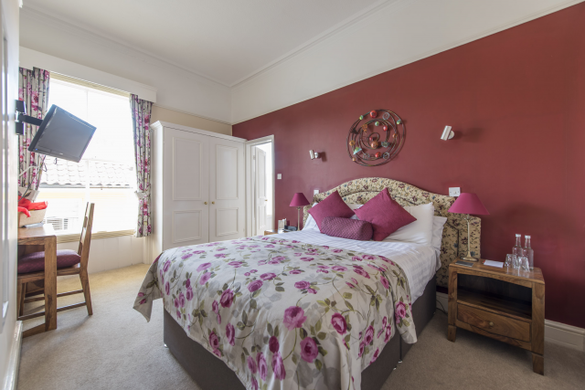 A double bedroom at The Red Lion, Cromer, Norfolk, England