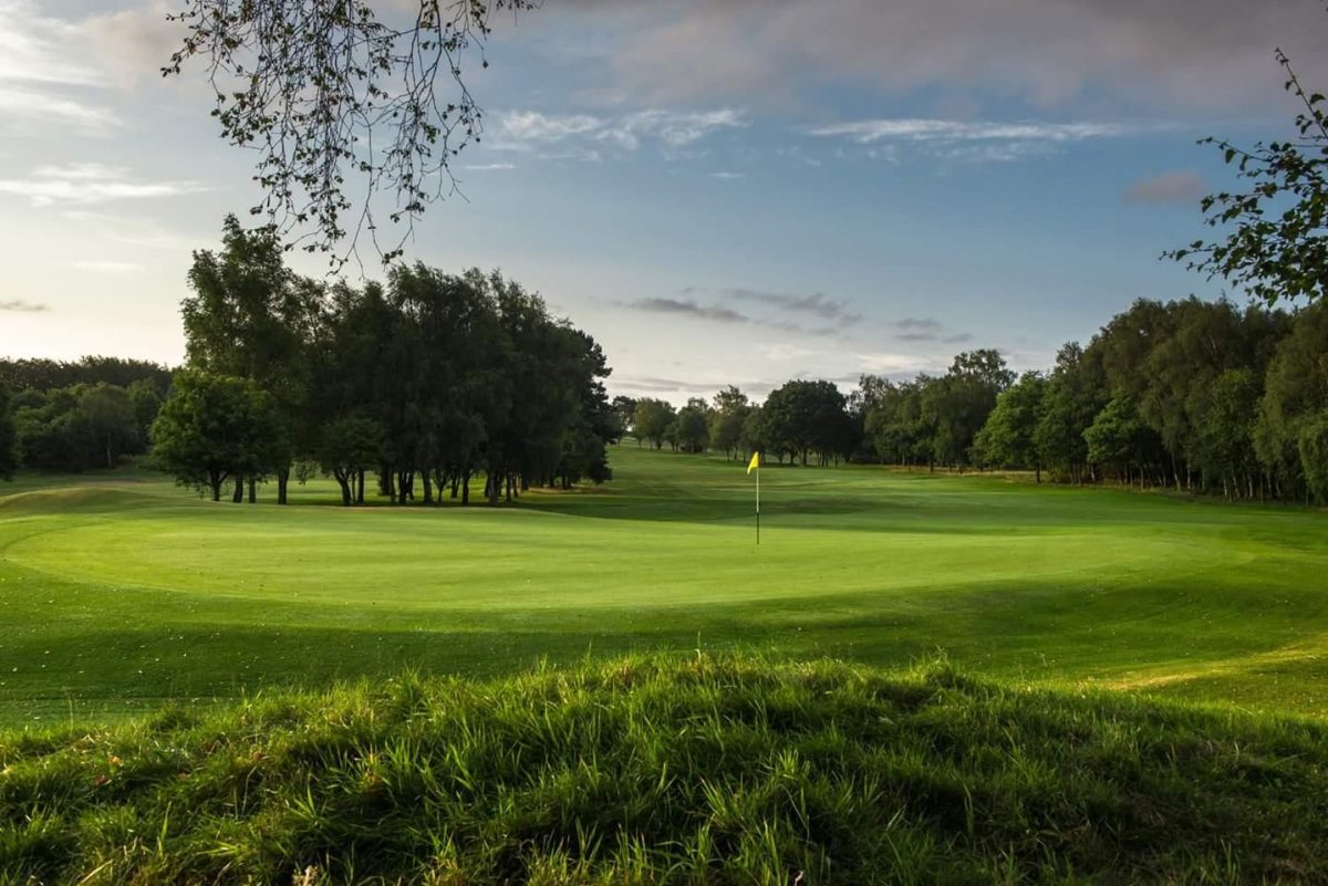 On the green at Sand Moor Golf Club, Yorkshire, England