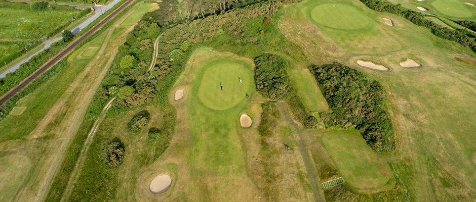 Bird's eye view over Sheringham Golf Club, Norfolk, England