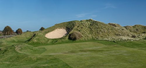Vertical bunker at St Enodoc Golf Club, Padstow, Cornwall, United Kingdom
