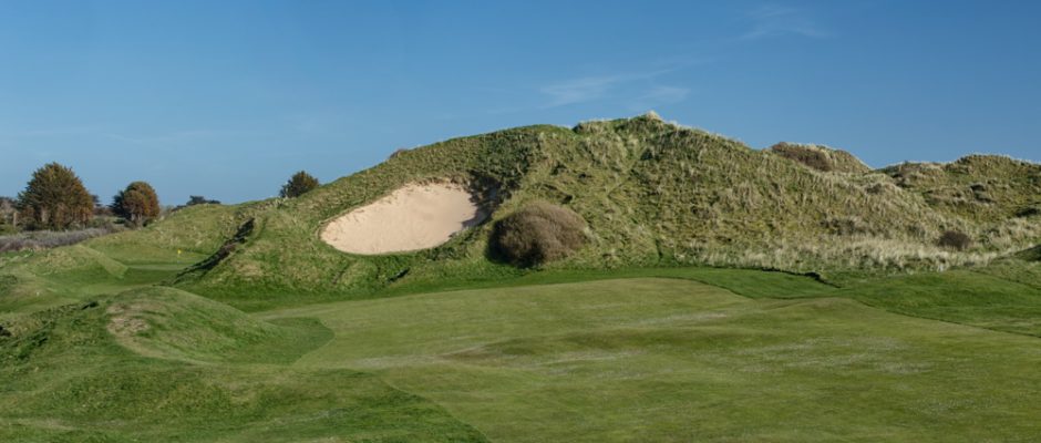 Vertical bunker at St Enodoc Golf Club, Padstow, Cornwall, United Kingdom