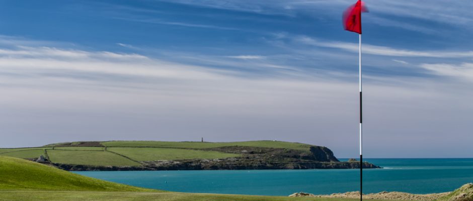 Seaview from the green at St Enodoc Golf Club, Padstow,Cornwall, United Kingdom