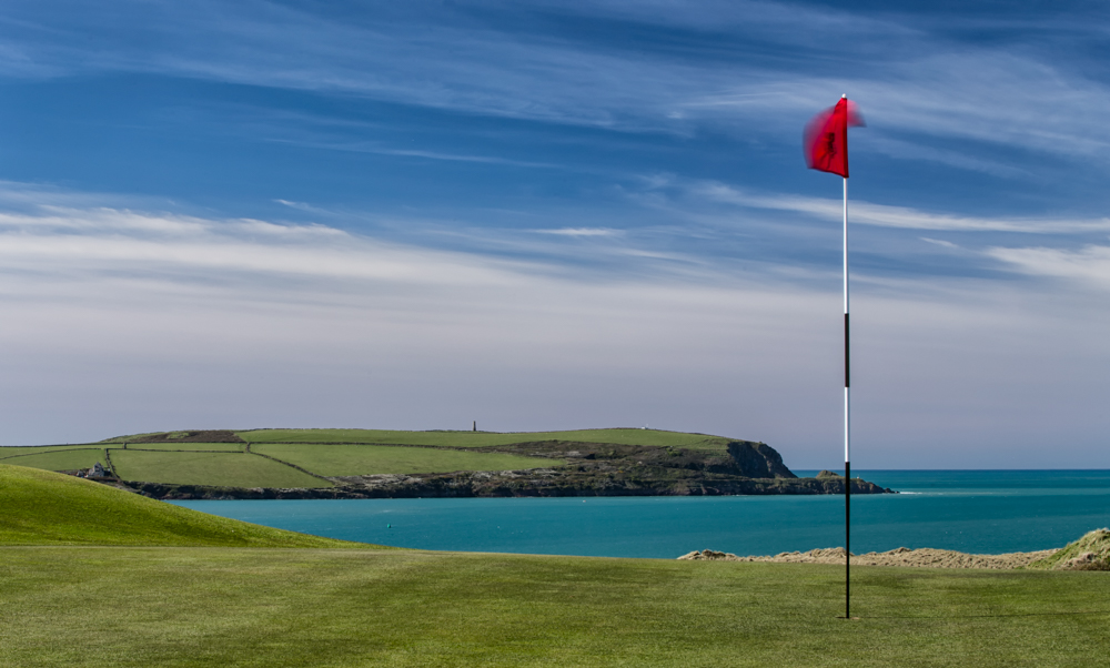 Seaview from the green at St Enodoc Golf Club, Padstow,Cornwall, United Kingdom