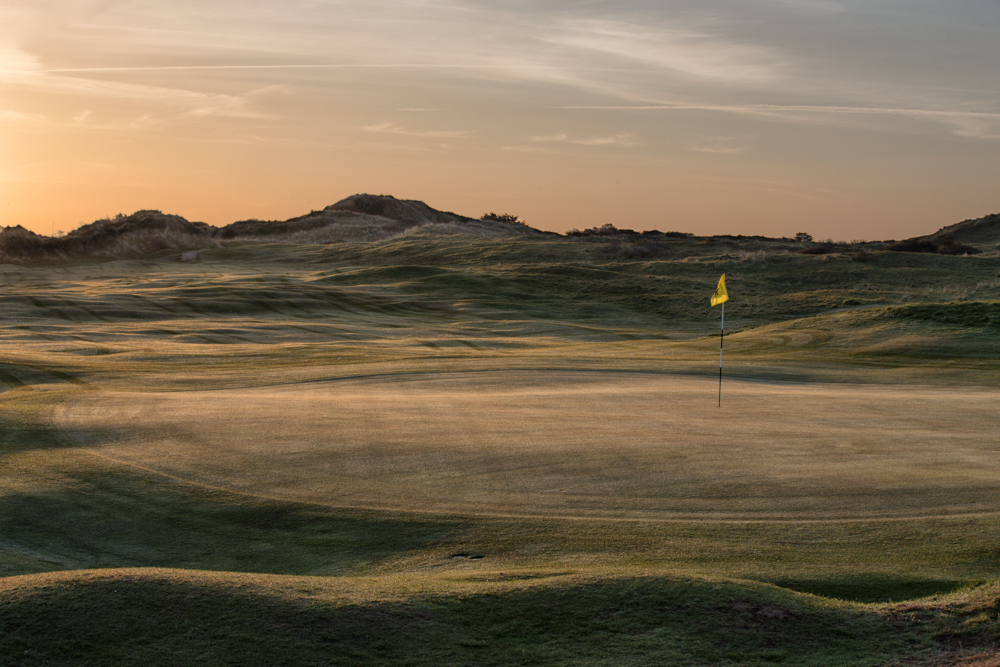 Dawn on the green at St Enodoc Golf Club, Padstow, Cornwall, United Kingdom