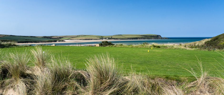 On the tee at St Enodoc Golf Club, Padstow, Cornwall, United Kingdom