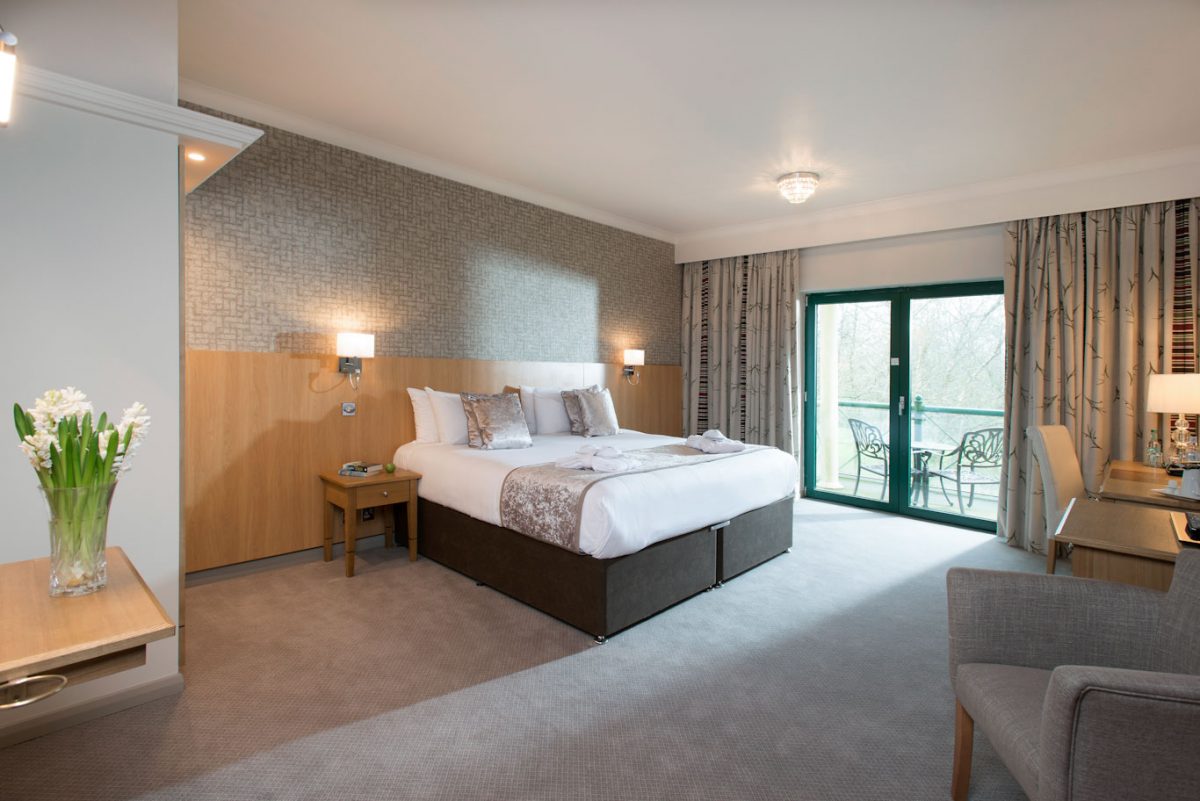 A double bedroom at The Vale Resort, Pontyclun, Wales