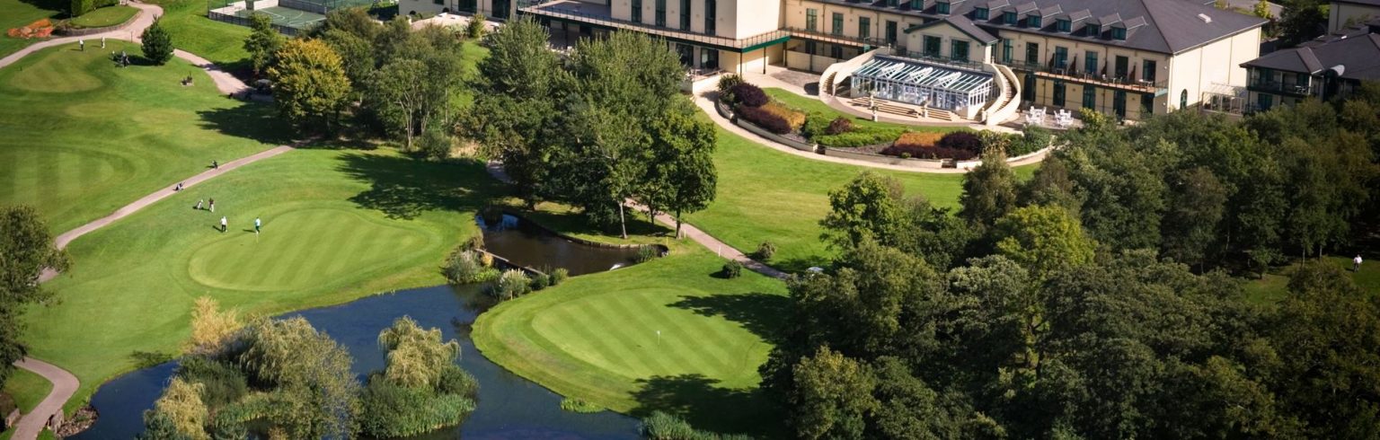 An aerial view of The Vale resort, Pontyclun, Wales