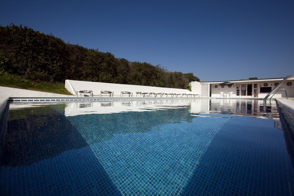 The outdoor swimming pool at Trevose Golf and Country Club, Padstow, England