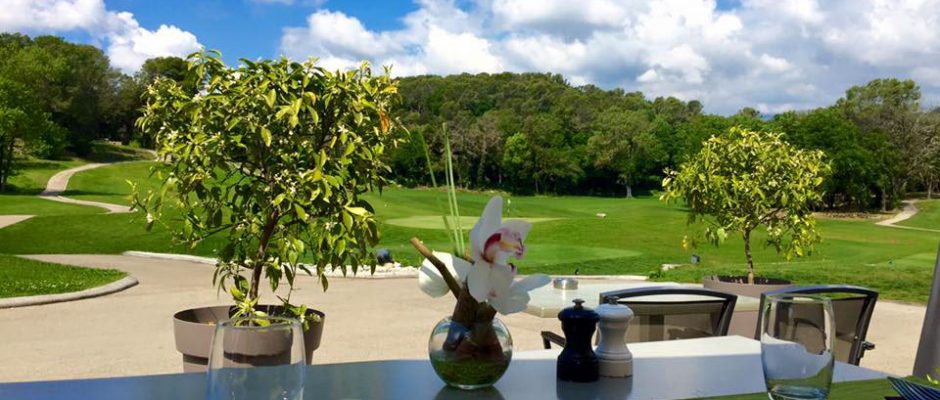 Dining on the terrace at Opio Valbonne Golf Club, South of France. Golf Planet Holidays