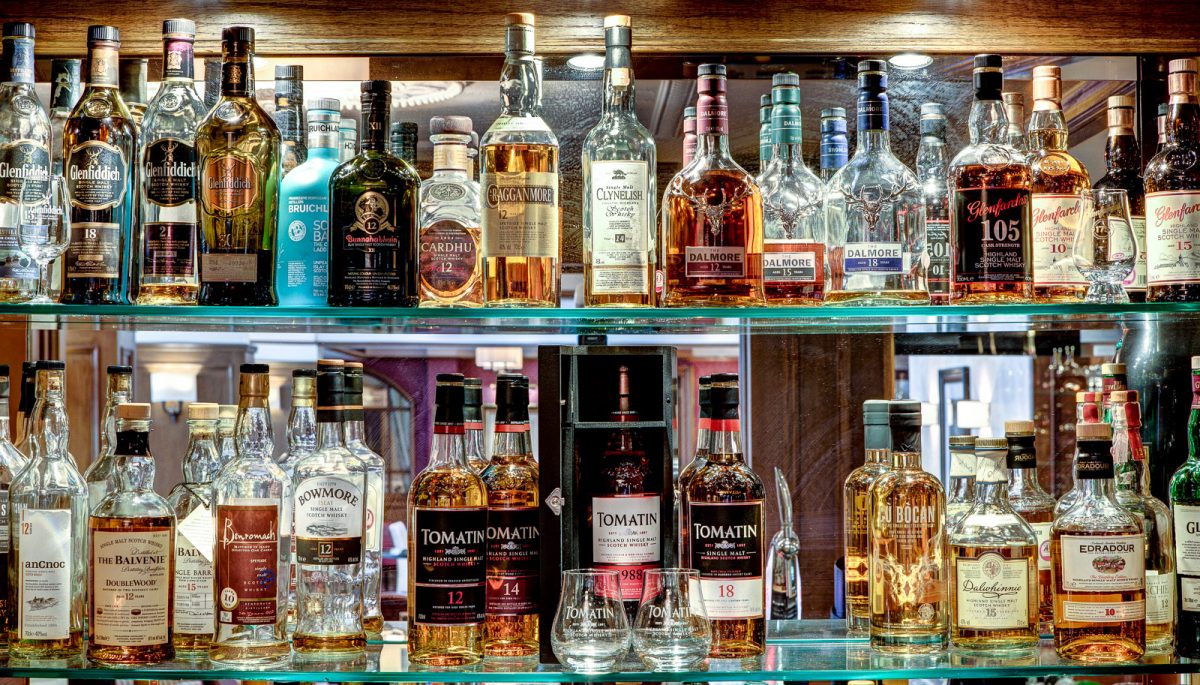 Choose your favourite in the whisky bar at Kingsmills Hotel, Inverness, Scotland