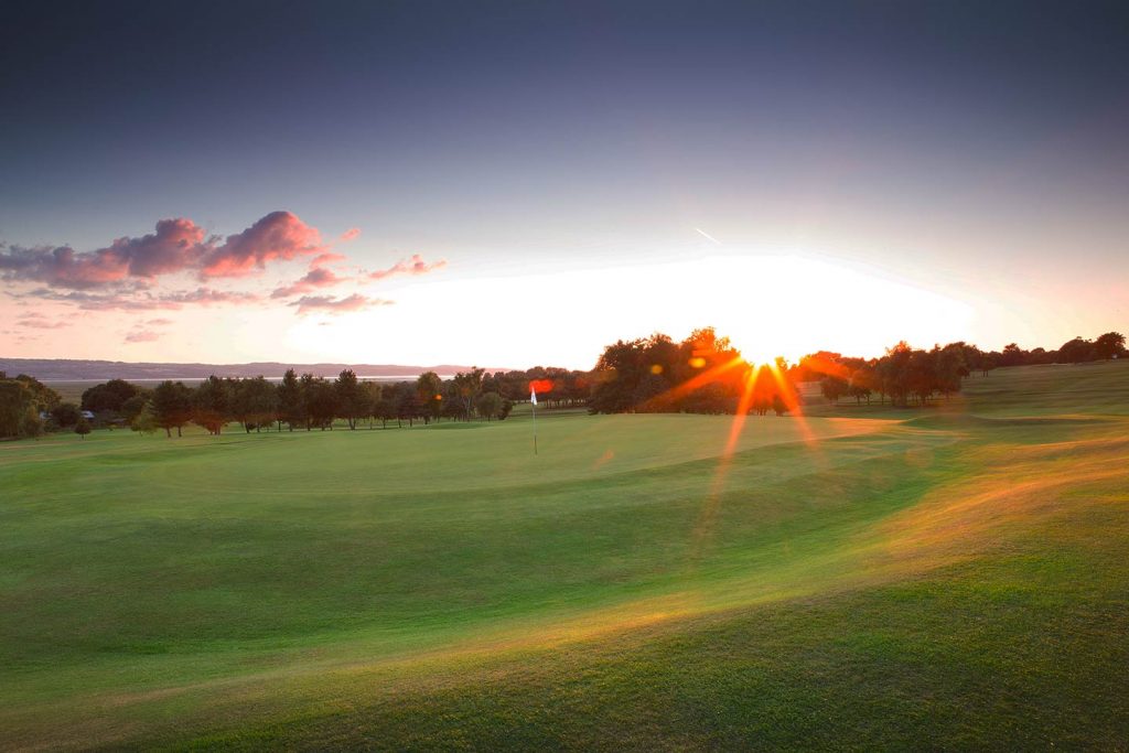 The first green at Heswall Golf Club, The Wirral, England