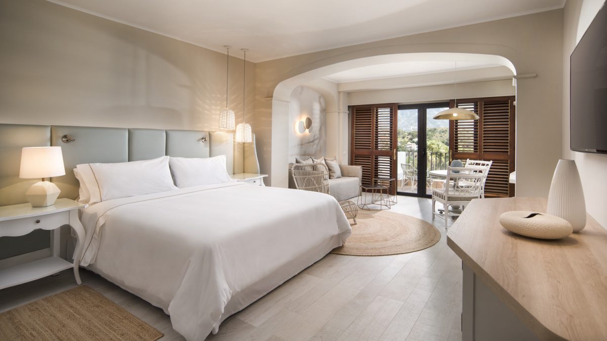 A hotel bedroom at The Westin La Quinta Golf Resort and Spa, Marbella, Spain