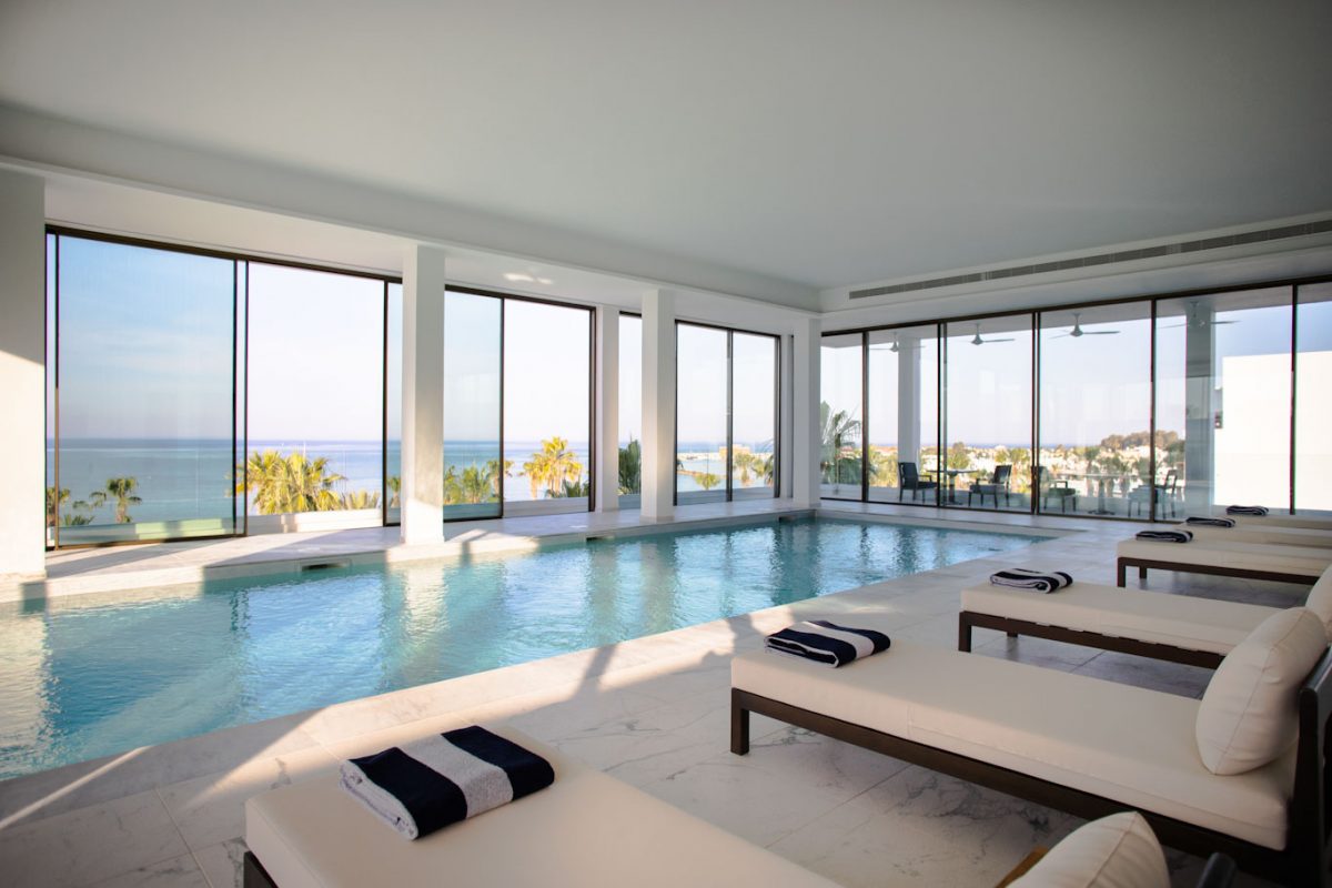The rooftop indoor pool at the Annabelle Hotel, Paphos, Cyprus